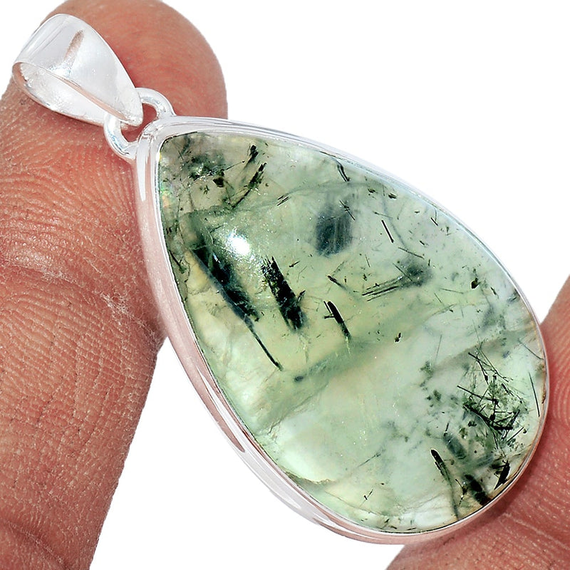 1.7" Green Actinolite In Prehnite Pendants - PBRP38