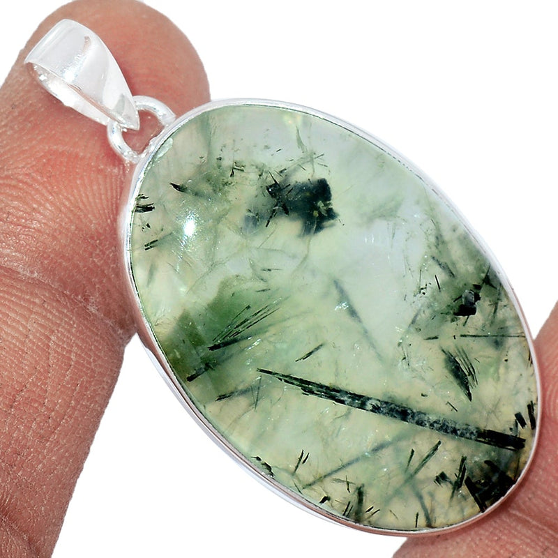 1.7" Green Actinolite In Prehnite Pendants - PBRP40