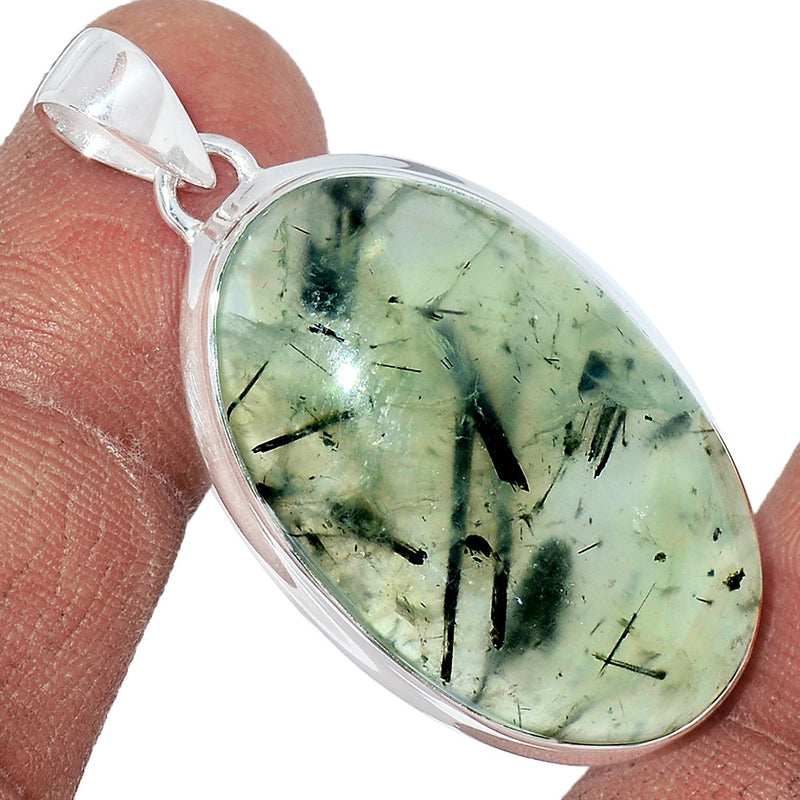 1.7" Green Actinolite In Prehnite Pendants - PBRP44