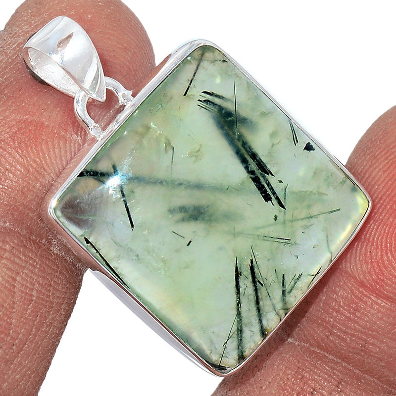 1.2" Green Actinolite In Prehnite Pendants - PBRP57