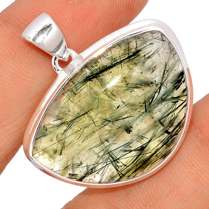 1.3" Green Actinolite In Prehnite Pendants - PBRP88