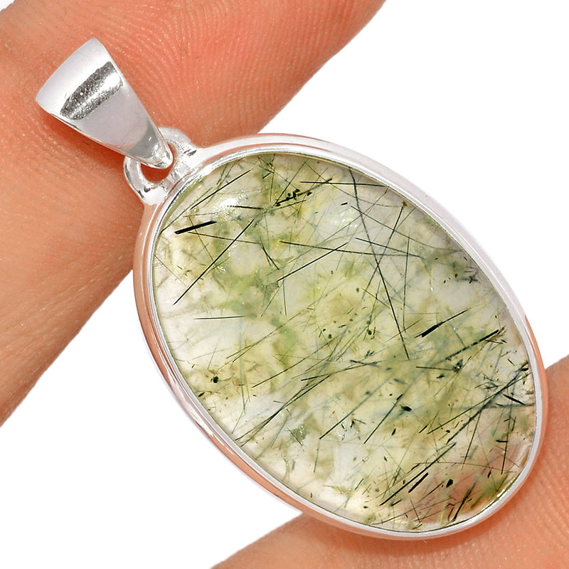 1.6" Green Actinolite In Prehnite Pendants - PBRP90