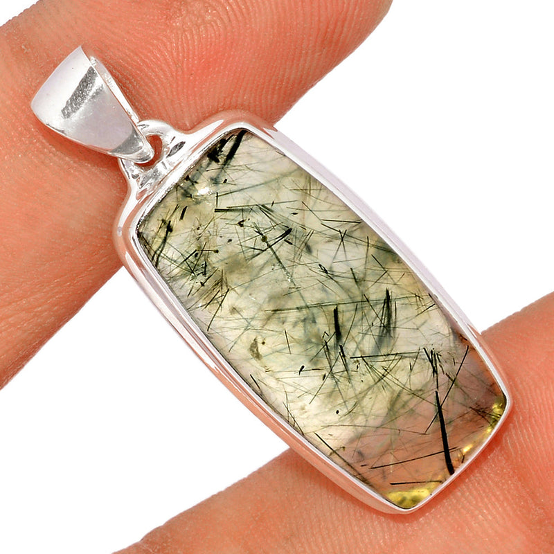 1.6" Green Actinolite In Prehnite Pendants - PBRP94