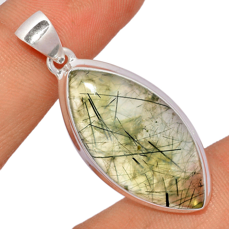 1.7" Green Actinolite In Prehnite Pendants - PBRP97