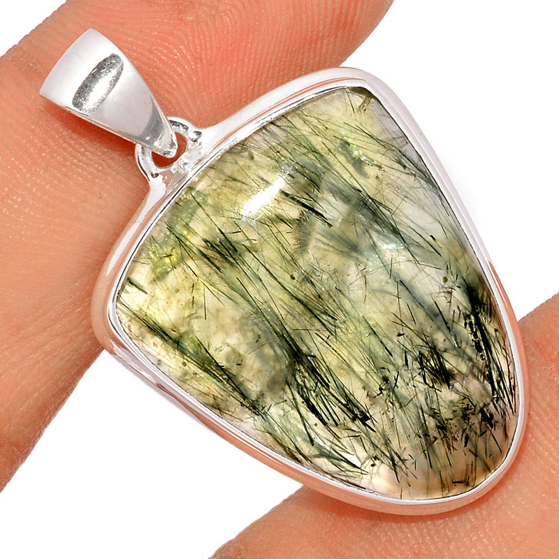 1.6" Green Actinolite In Prehnite Pendants - PBRP99