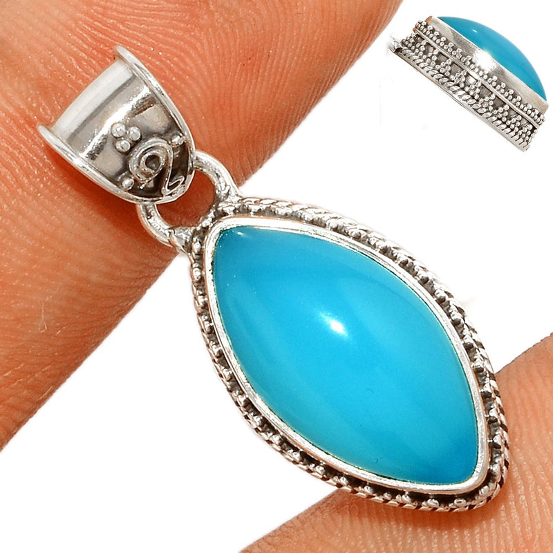 1.3" Fine Filigree - Paraiba Chalcedony Pendants - PCDP283