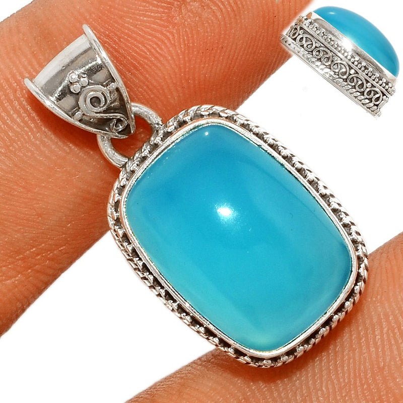 1.2" Fine Filigree - Paraiba Chalcedony Pendants - PCDP284