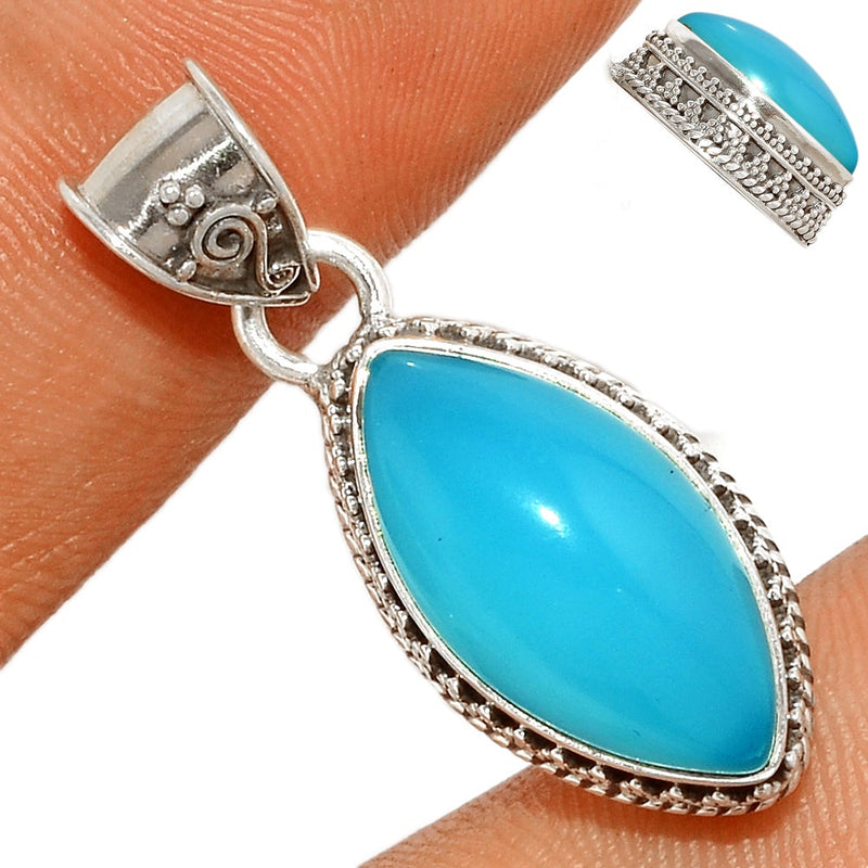 1.3" Fine Filigree - Paraiba Chalcedony Pendants - PCDP287