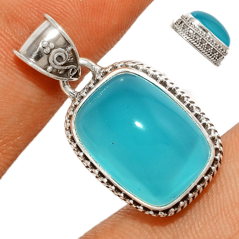 1.2" Fine Filigree - Paraiba Chalcedony Pendants - PCDP292