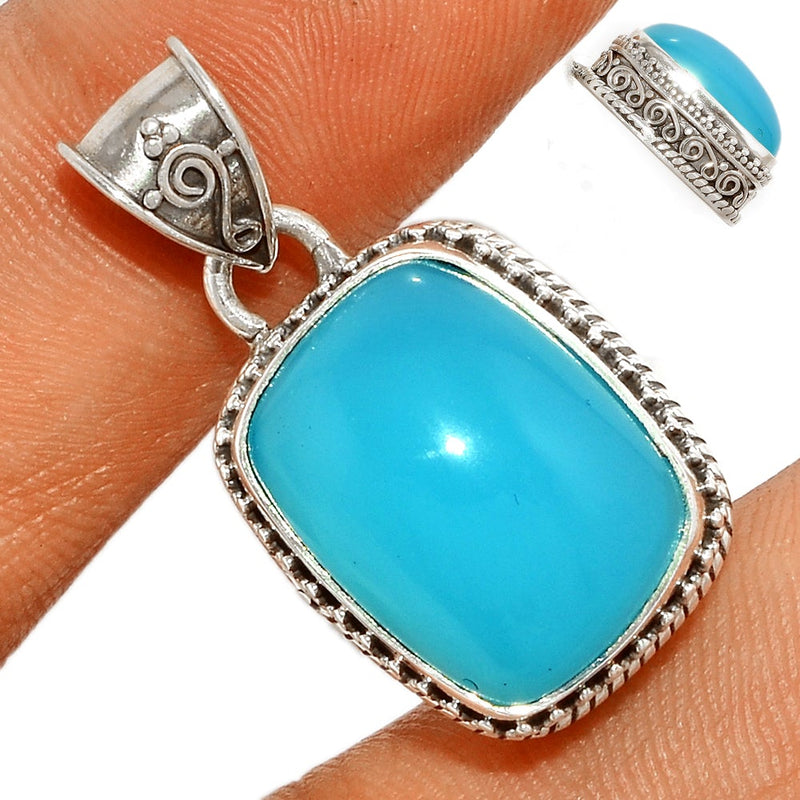 1.2" Fine Filigree - Paraiba Chalcedony Pendants - PCDP295