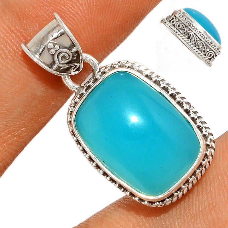 1.2" Fine Filigree - Paraiba Chalcedony Pendants - PCDP297