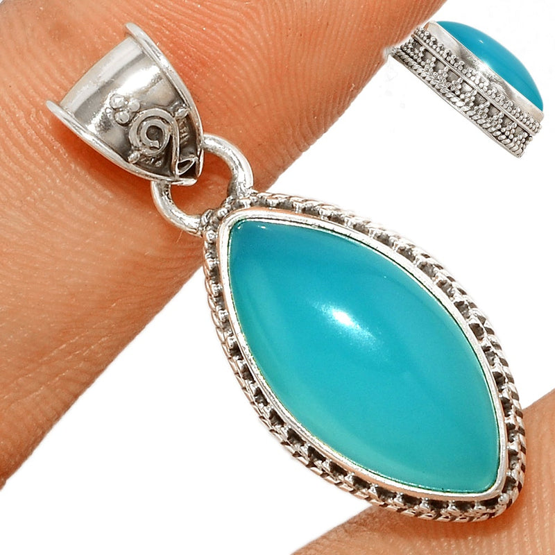 1.3" Fine Filigree - Paraiba Chalcedony Pendants - PCDP298