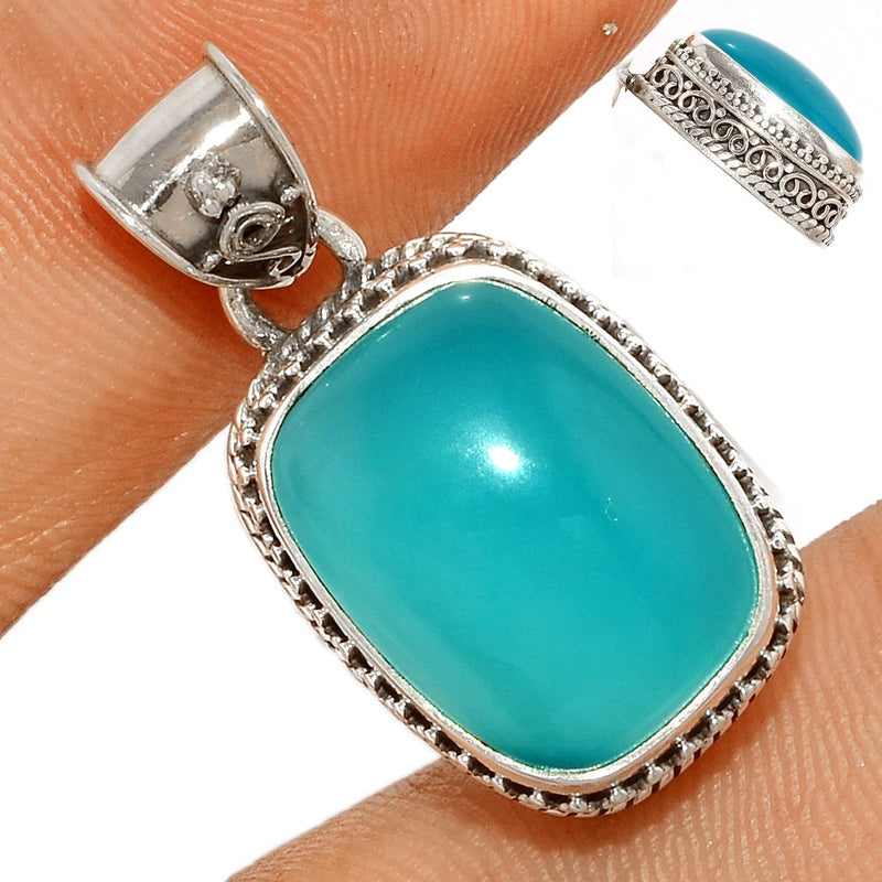 1.2" Fine Filigree - Paraiba Chalcedony Pendants - PCDP299