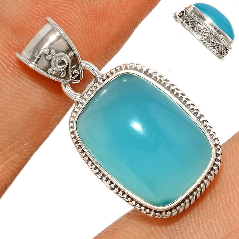 1.2" Fine Filigree - Paraiba Chalcedony Pendants - PCDP301