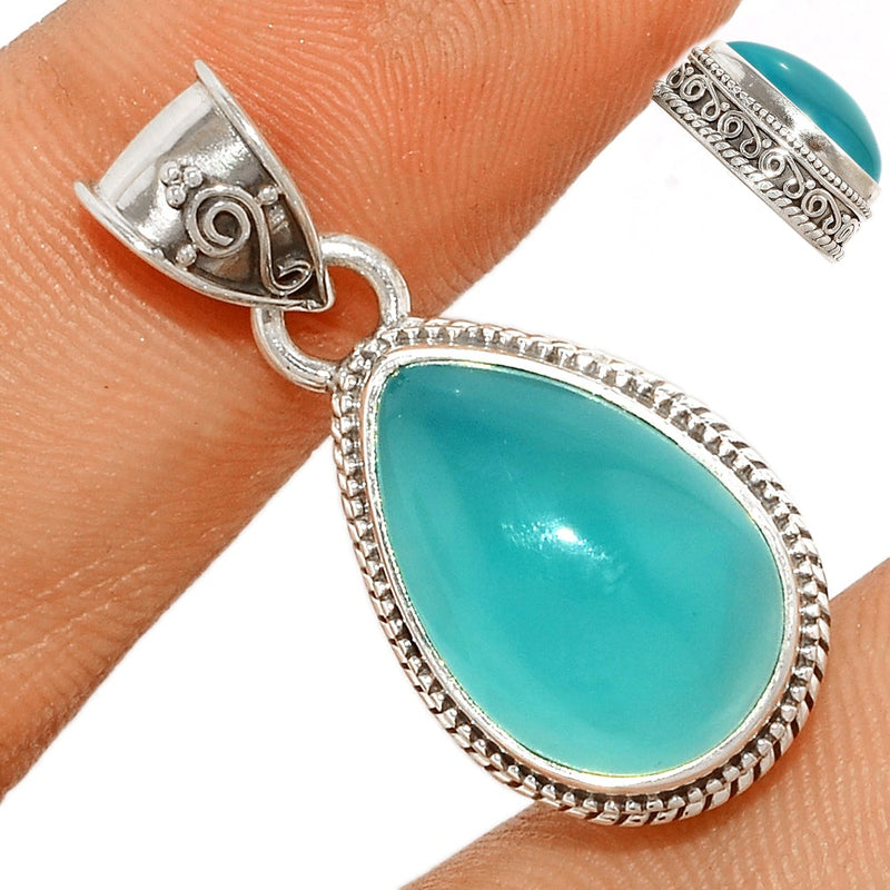1.2" Fine Filigree - Paraiba Chalcedony Pendants - PCDP303