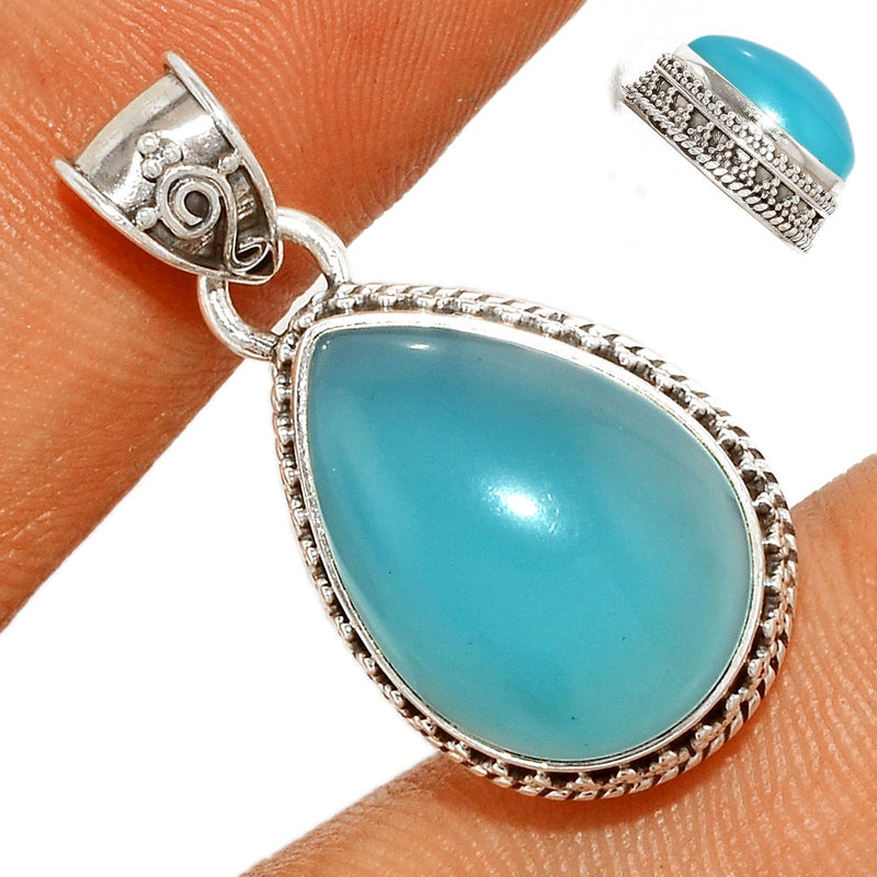 1.2" Fine Filigree - Paraiba Chalcedony Pendants - PCDP309