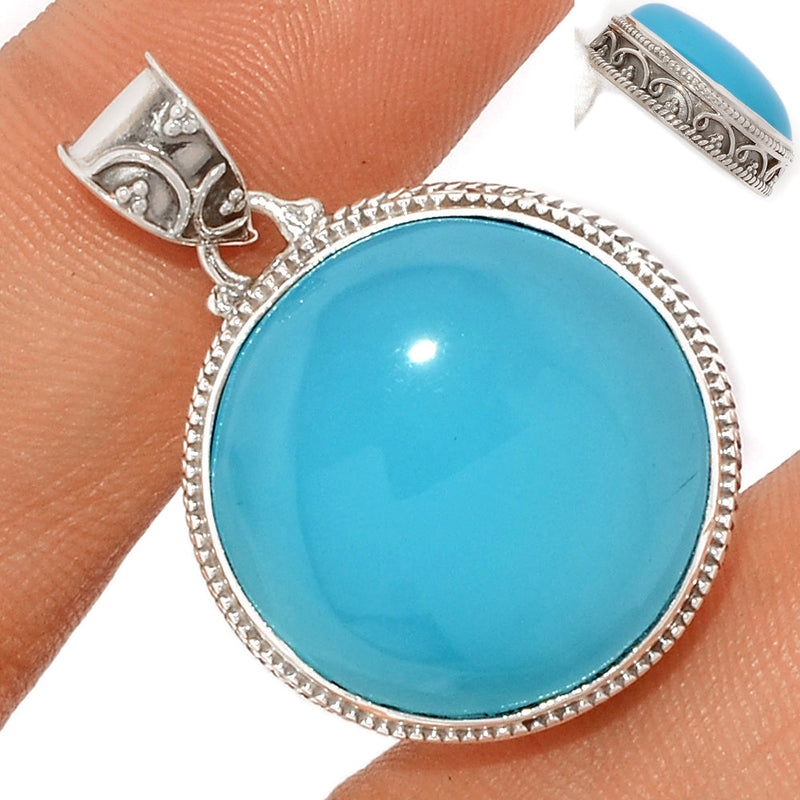 1.3" Fine Filigree - Paraiba Chalcedony Pendants - PCDP314