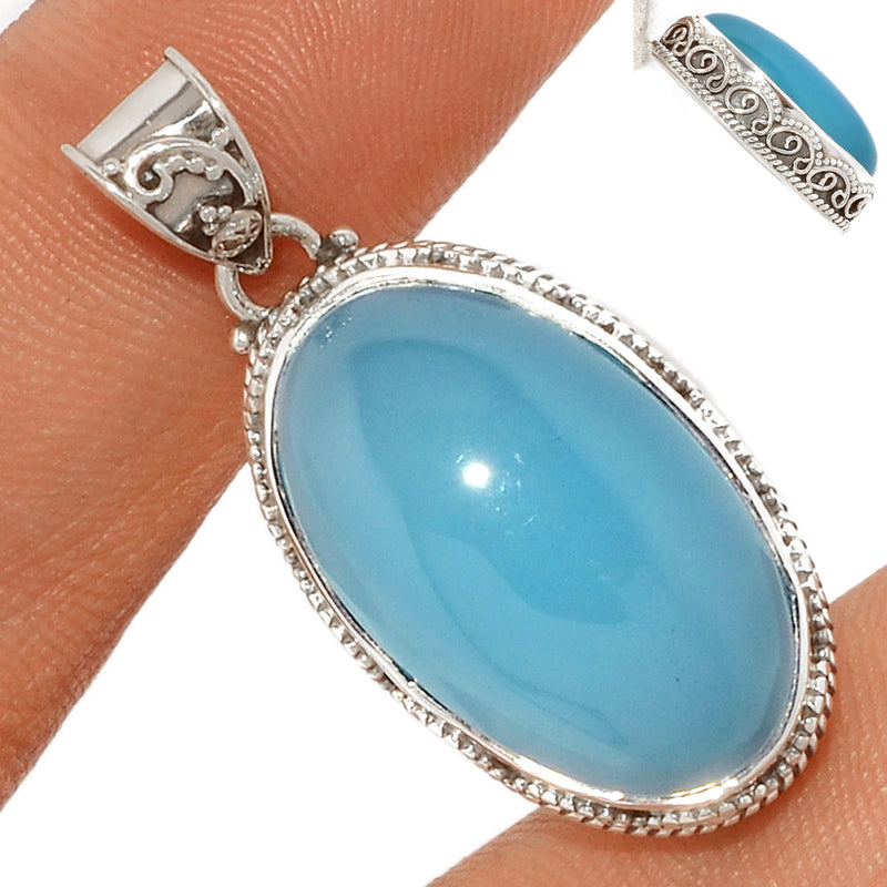 1.5" Fine Filigree - Paraiba Chalcedony Pendants - PCDP315