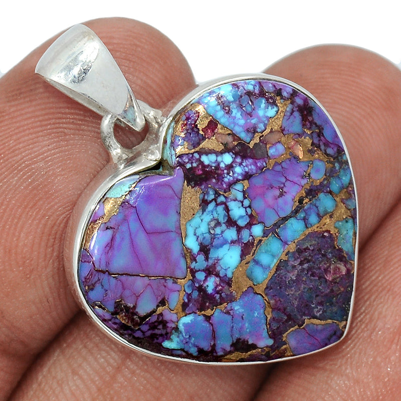 1.2" Heart - Purple Copper Turquoise Pendants - PCTP2338