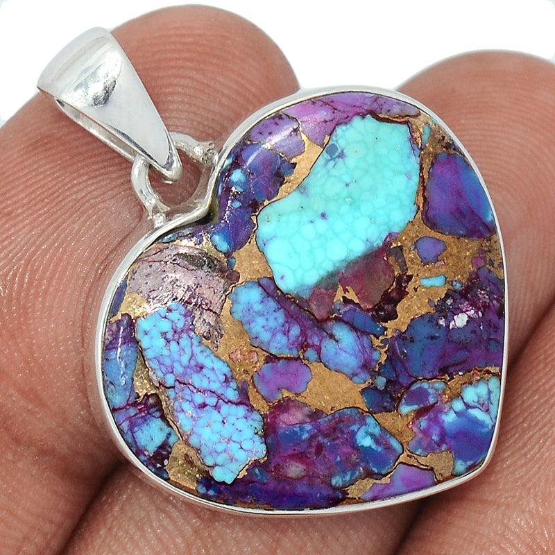 1.2" Heart - Purple Copper Turquoise Pendants - PCTP2342