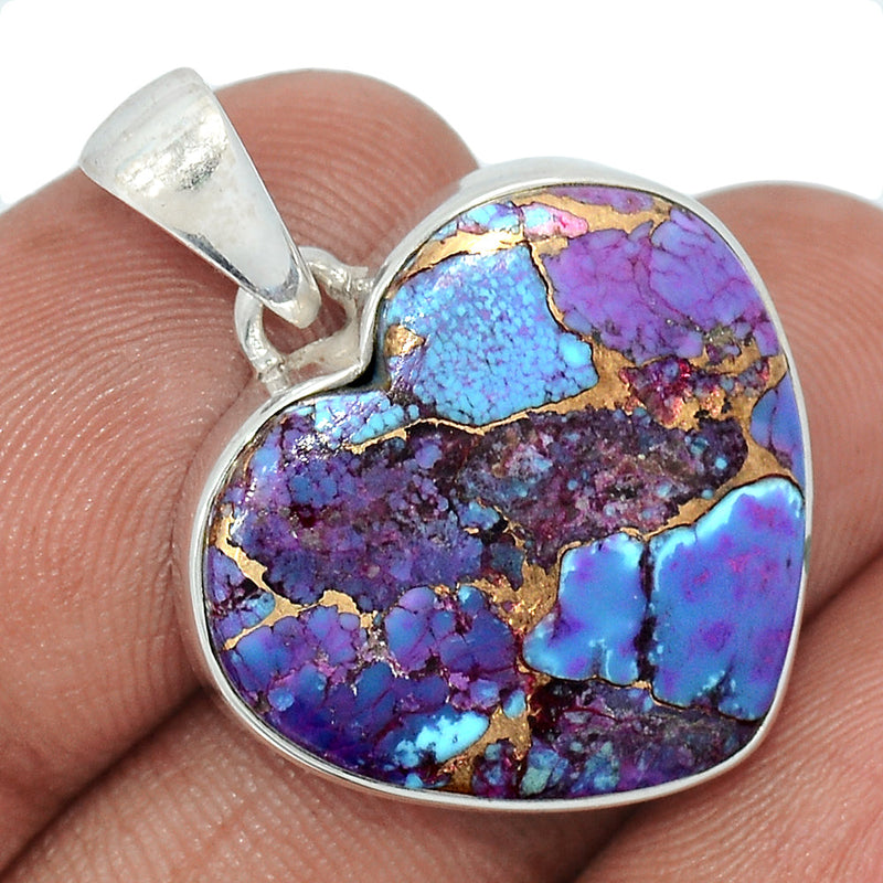 1.2" Heart - Purple Copper Turquoise Pendants - PCTP2344