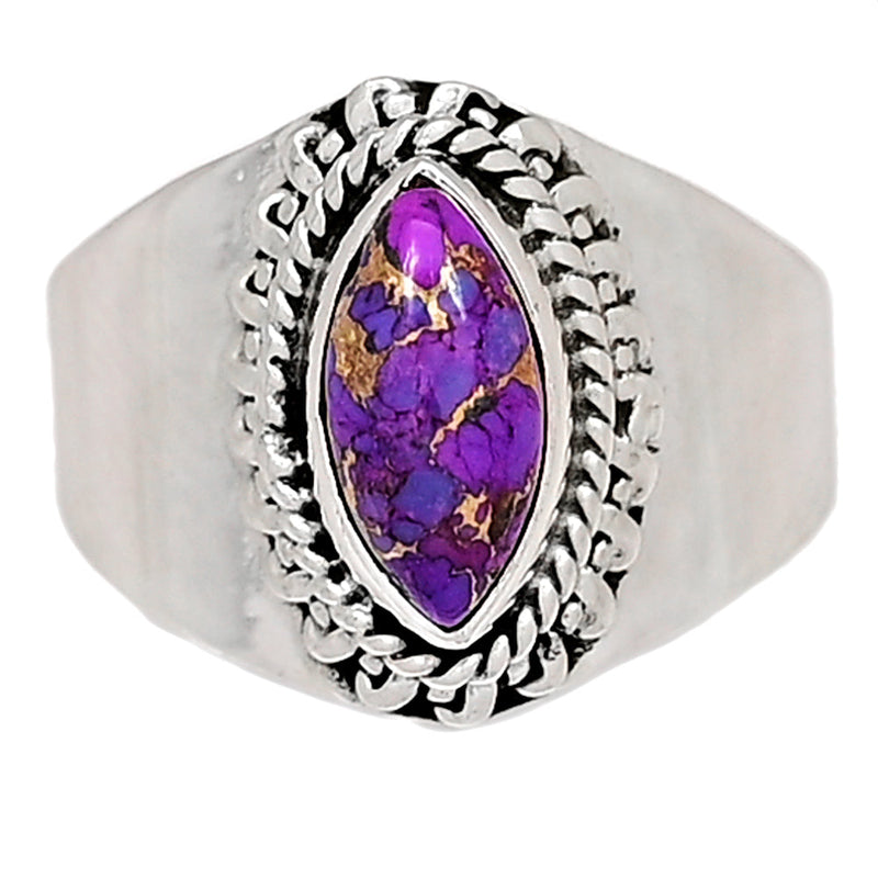 5*10 MM - Fine Filigree - Purple Copper Turquoise Ring - PCTR615
