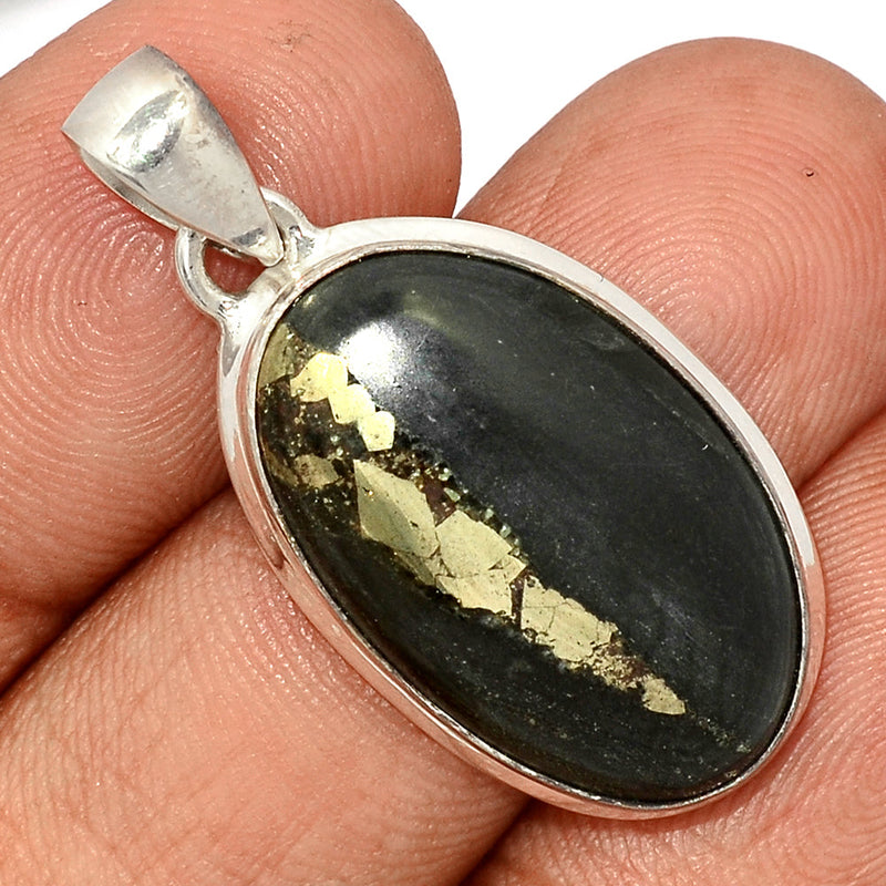 1.5" Pyrite In Basalt Pendants - PIBP104