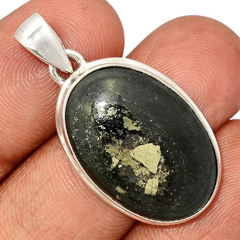 1.5" Pyrite In Basalt Pendants - PIBP110