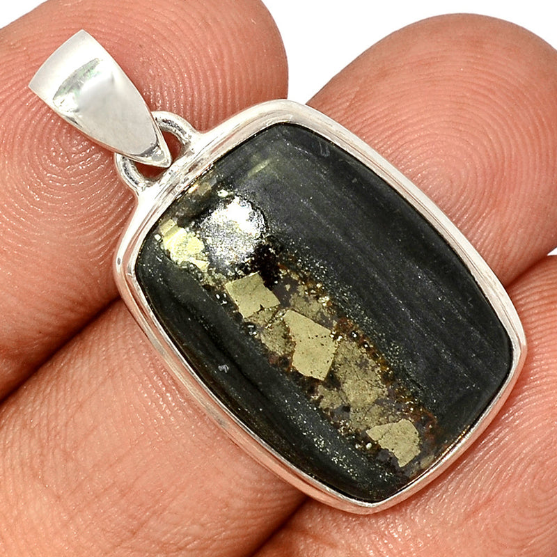 1.5" Pyrite In Basalt Pendants - PIBP121