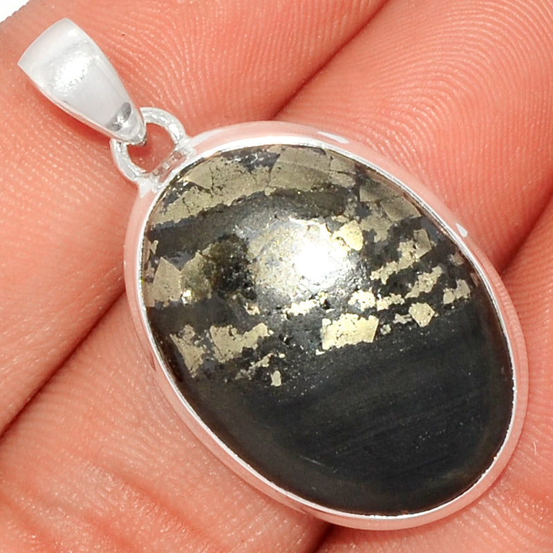 1.5" Pyrite In Basalt Pendants - PIBP34