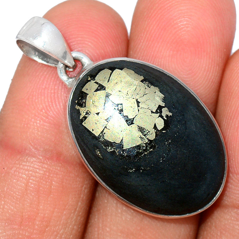 1.5" Pyrite In Basalt Pendants - PIBP61