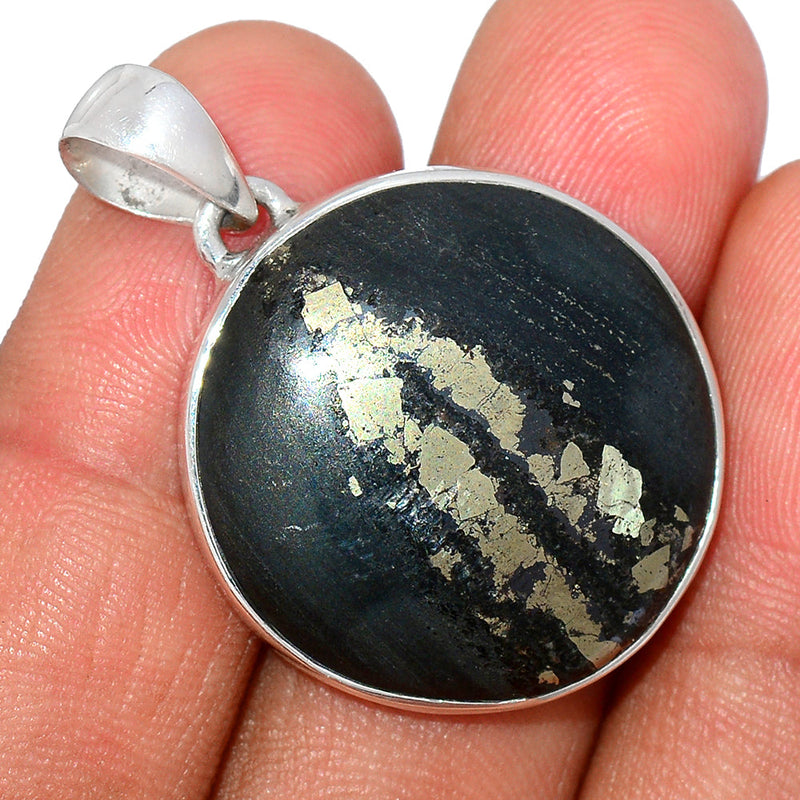 1.5" Pyrite In Basalt Pendants - PIBP77