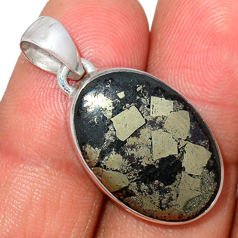 1.3" Pyrite In Basalt Pendants - PIBP80