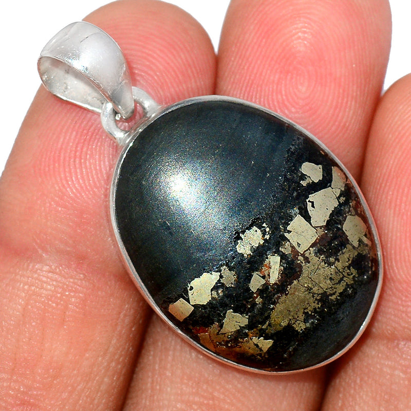 1.5" Pyrite In Basalt Pendants - PIBP84