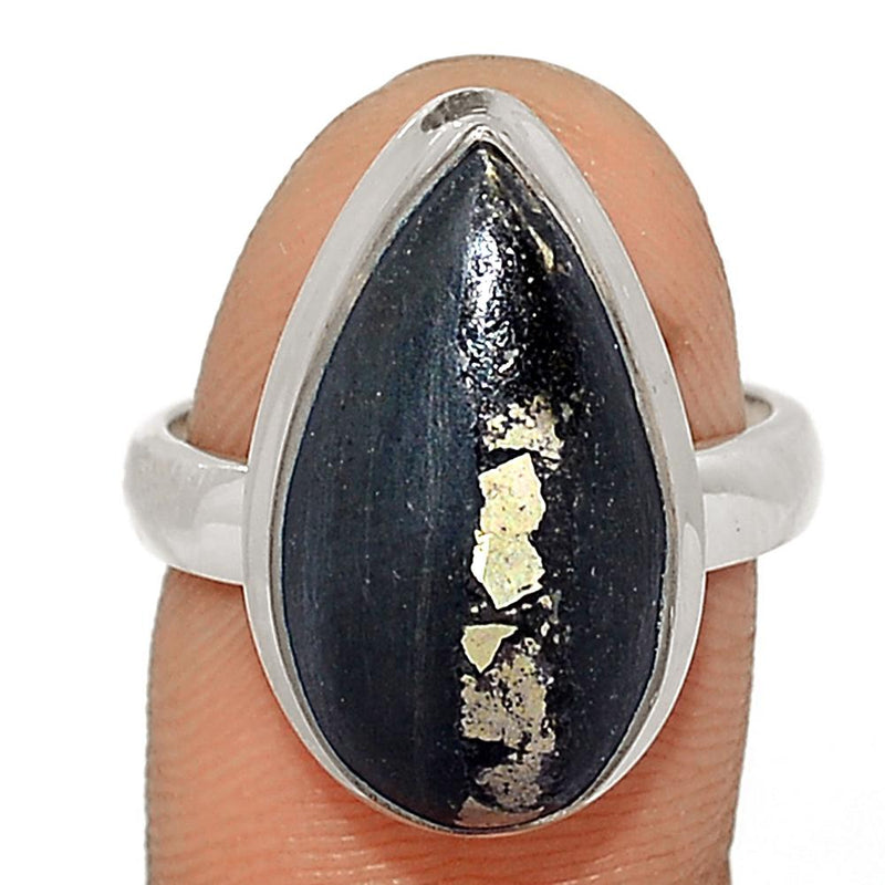 Pyrite In Basalt Ring - PIBR12