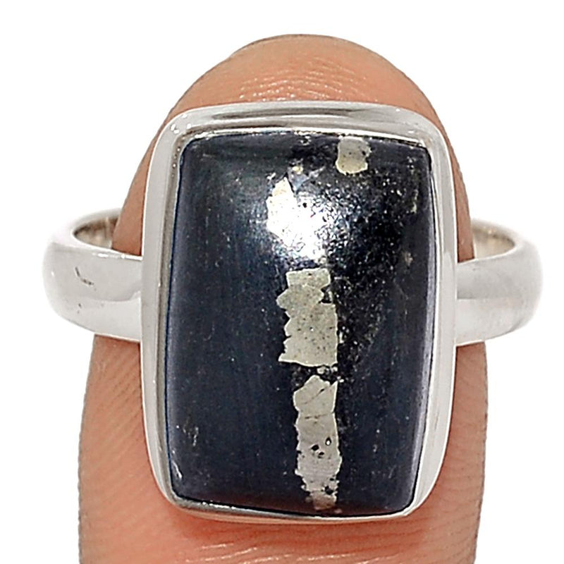 Pyrite In Basalt Ring - PIBR23