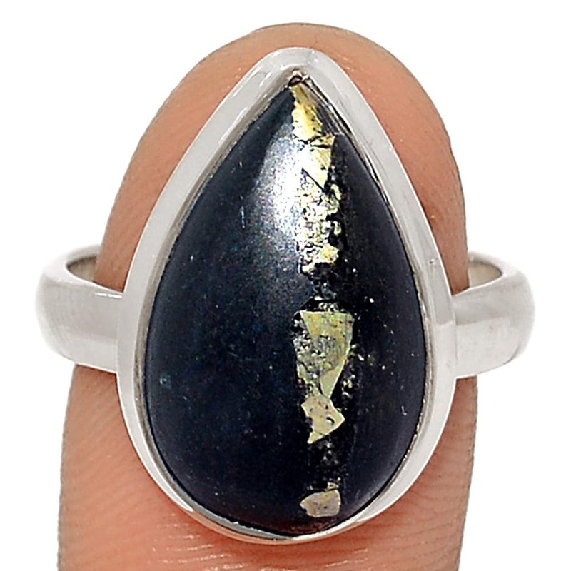 Pyrite In Basalt Ring - PIBR34