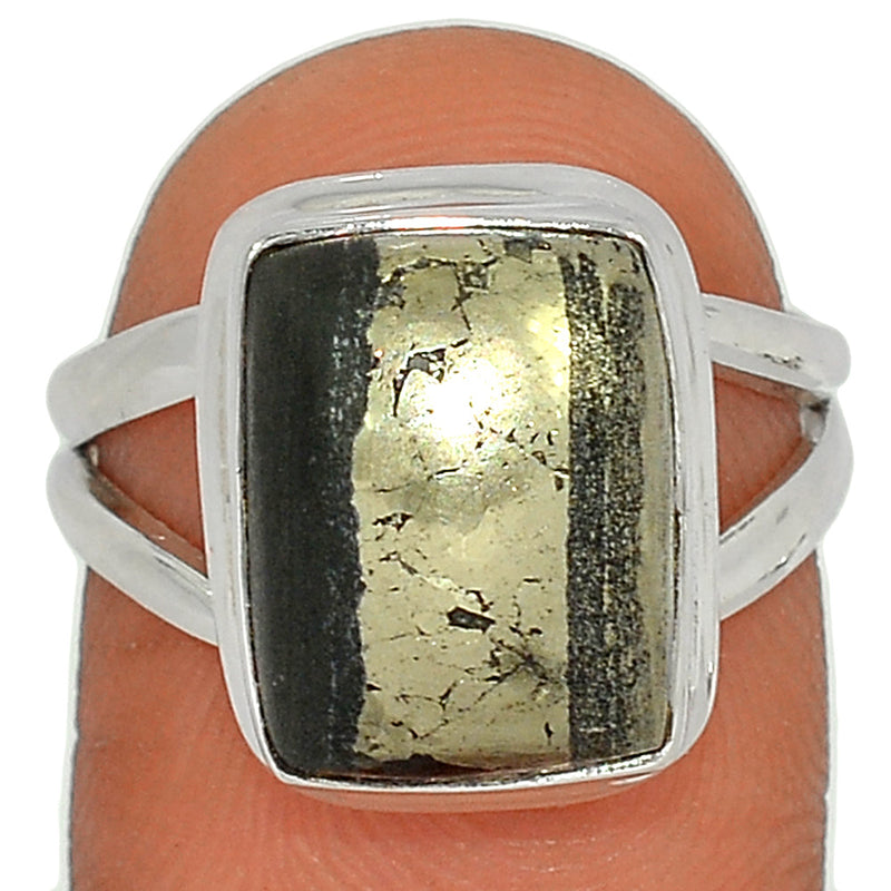 Pyrite In Basalt Ring - PIBR36
