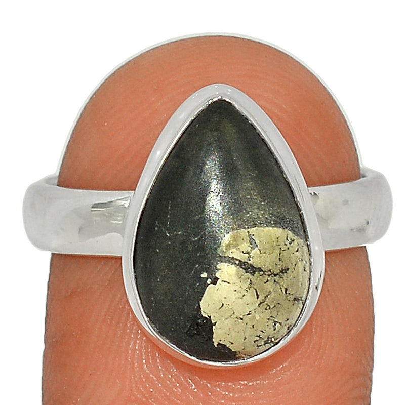 Pyrite In Basalt Ring - PIBR45