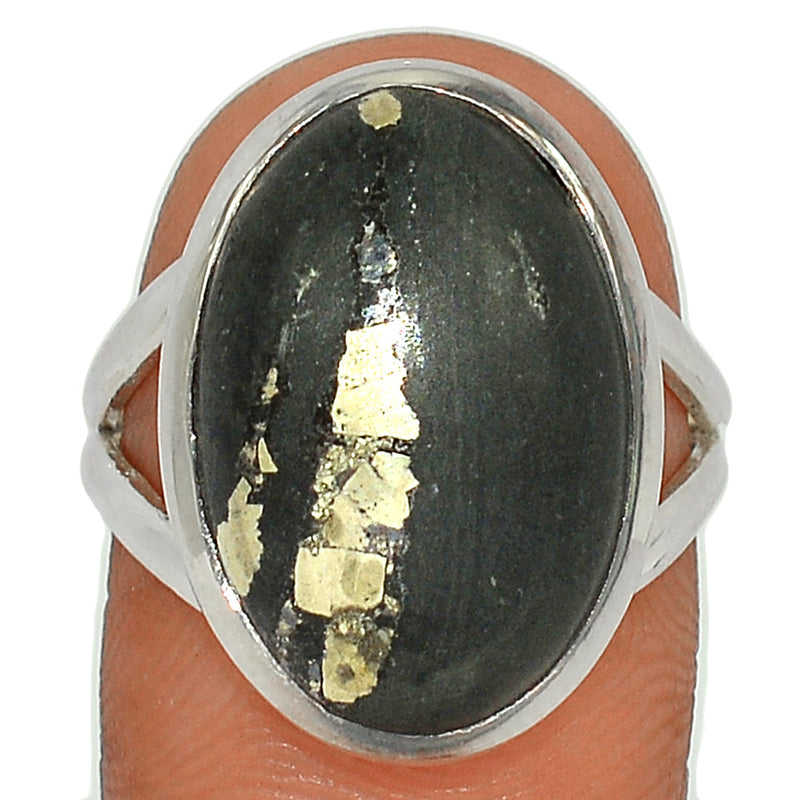 Pyrite In Basalt Ring - PIBR48