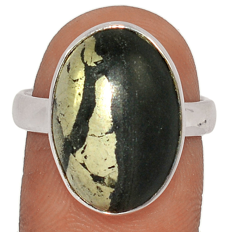 Pyrite In Basalt Ring - PIBR62