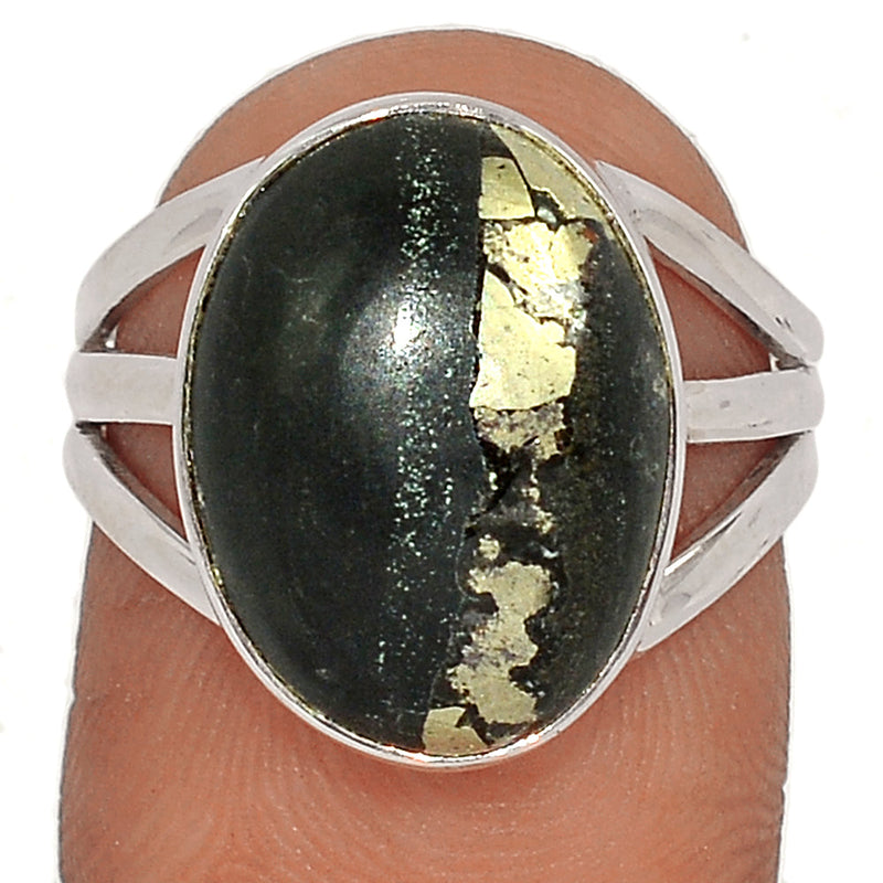 Pyrite In Basalt Ring - PIBR63