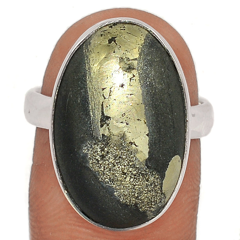 Pyrite In Basalt Ring - PIBR65