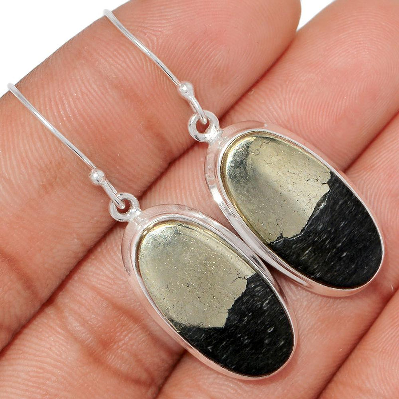 1.7" Pyrite In Magnetite Earrings - PIME556