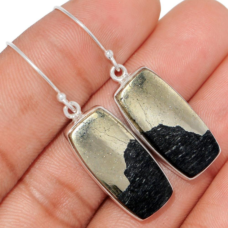 1.7" Pyrite In Magnetite Earrings - PIME561