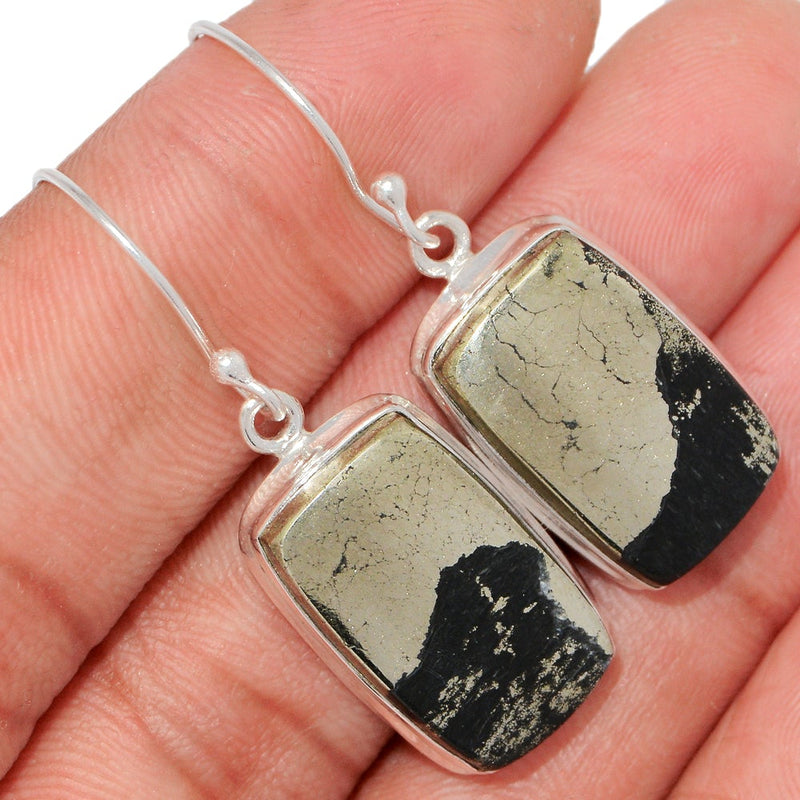 1.6" Pyrite In Magnetite Earrings - PIME604