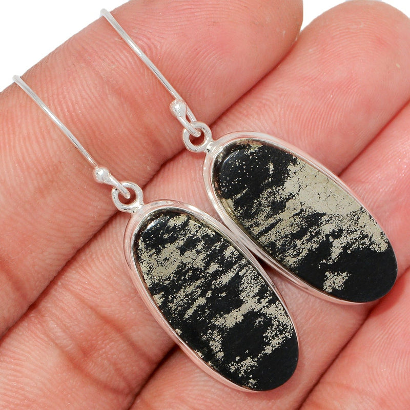 1.8" Pyrite In Magnetite Earrings - PIME633