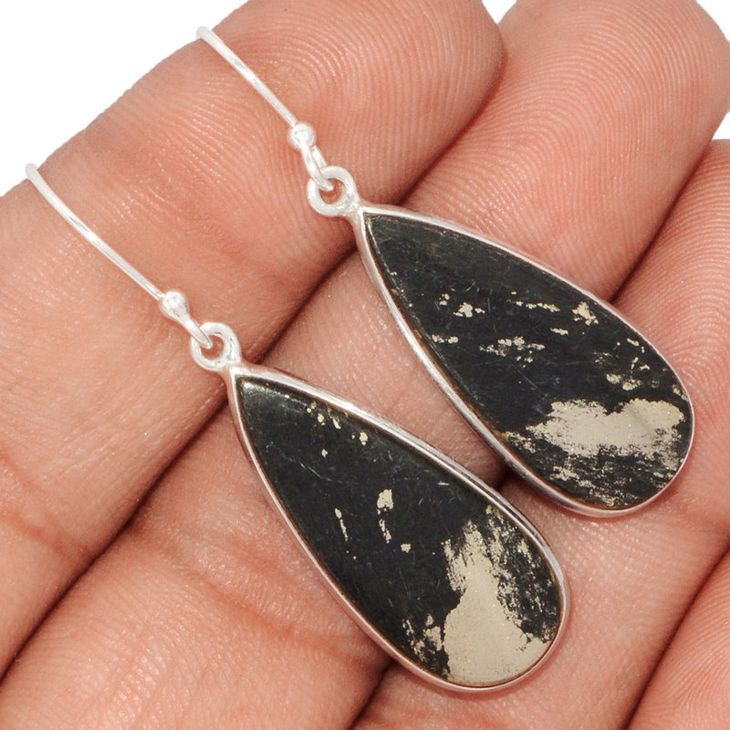 1.7" Lip Setting - Pyrite In Magnetite Earrings - PIME673
