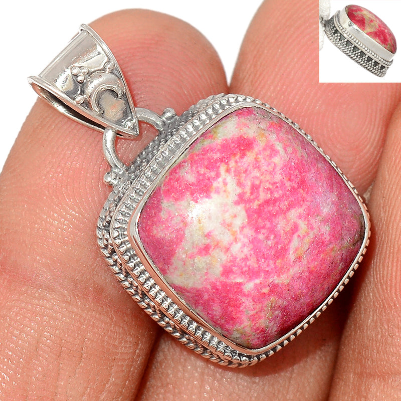 1.2" Fine Filigree - Pink Thulite Pendants - PKTP396