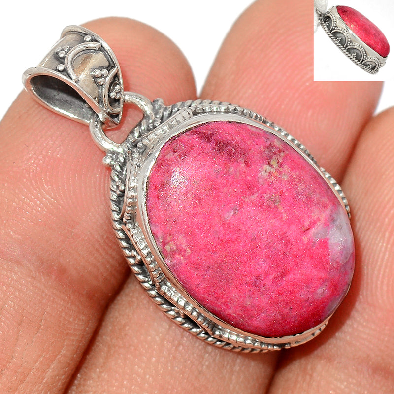 1.3" Fine Filigree - Pink Thulite Pendants - PKTP399